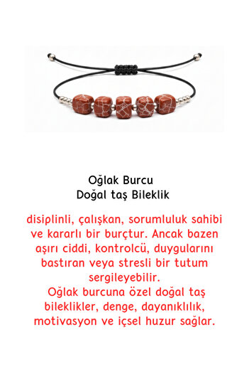 Pembe Pasaj Oğlak Burcu Yıldız Doğal Taş İp Burç Bilekliği Halhal