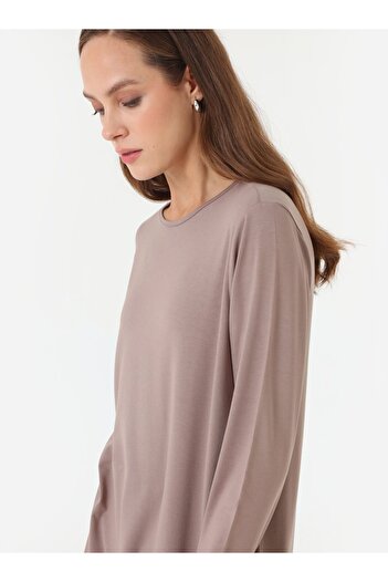Benin Viscose Fabric Crew Neck Tunic 85 cm - Mink - Benin
