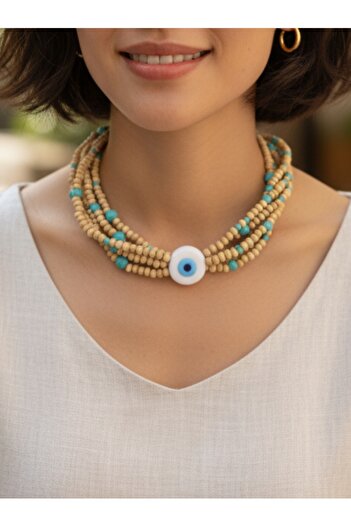 Birtakı'm Şeyler Authentic Handmade Turquoise Stone Evil Eye Bead Necklace