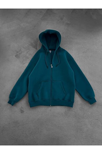bergibo Oversize Zip-Up Cardigan with Hood - Shardon 3-Ply 100% Compact Combed Cotton Cardigan