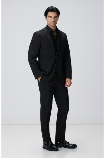 Network Slim Fit Siyah Yün Karışımlı Takım Elbise