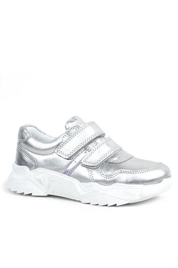 Rakerplus Genuine Leather Silver White Sole Girls' Sneakers Shoes