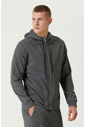Network Gri Melanj Fermuarlı SweaTshirt