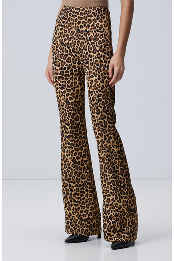 Network Kahverengi Camel Leopar Desenli Pantolon