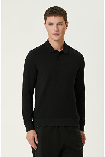 Network Siyah Polo Yaka SweaTshirt