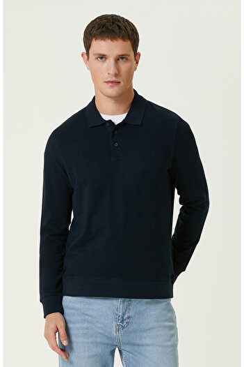 Network Lacivert Polo Yaka SweaTshirt