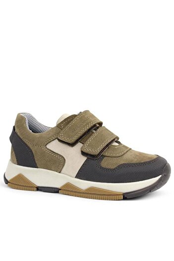 Rakerplus Genuine Leather Mink Brown Kids Velcro Sneakers Sports Shoes