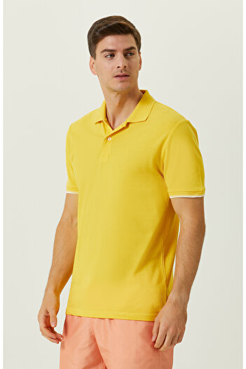 Network Sarı Polo Yaka Garnili T-Shirt