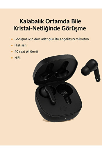 QCY T13 Anc 4 Mikrofon Bluetooth 5.3 Kablosuz Kulaklık Siyah Aktif Gürültü Engelleyici