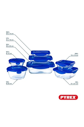 Pyrex Cook&Go 7-Piece Set Food Storage with Airtight Lid