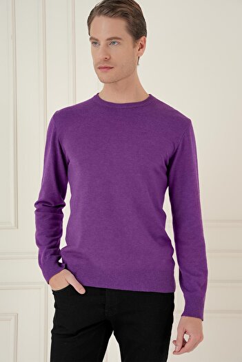 Efor TR 875 Slim Fit Mor Klasik Triko