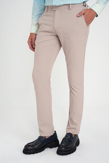 Efor Comfort Fit Beli Lastikli Yandan Tokalı Esnek Bej Jogger Pantolon P 1178