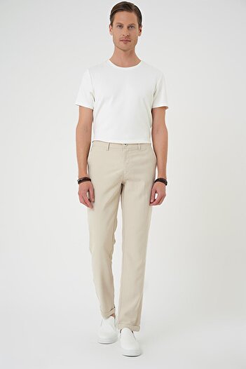 Efor Comfort Beli Lastikli Rayon Karışımlı Krem Jogger Pantolon P 1194