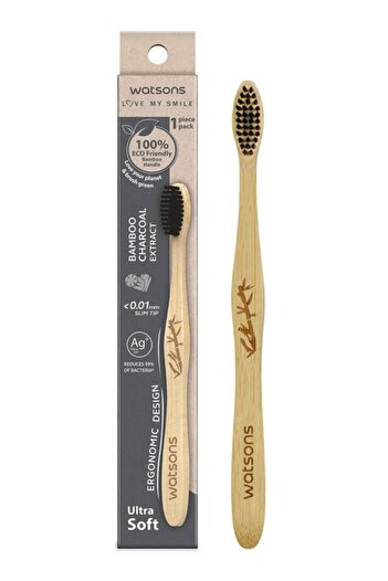 Watsons Charcoal Bamboo Toothbrush Ultra Soft Single