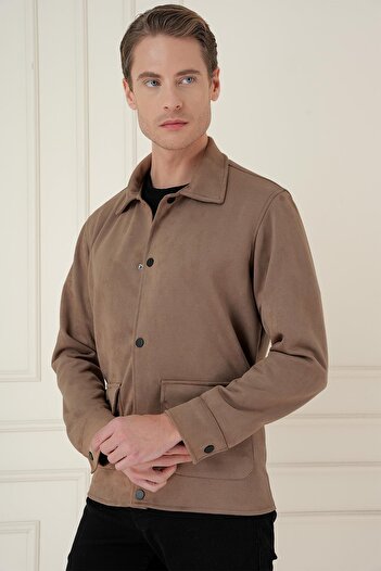 Efor Comfort Fit Mono Yaka Kapaklı Cep Casual Vizon Ceket C 699