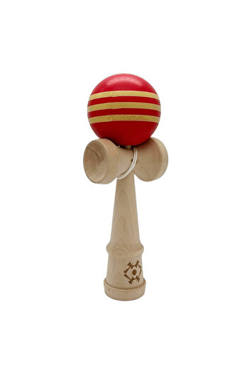 Kendama Interactive Wooden Toy 18 cm, Skill Game for Children and Adults, Red Yellow