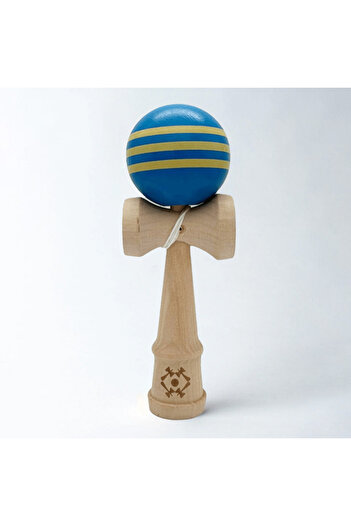 Kendama Interactive Wooden Toy 18 cm, Skill Game for Children and Adults, Blue Yellow