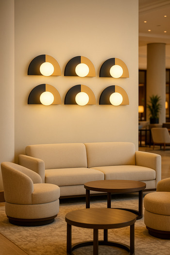 VENON Half Moon Semi-Circular Black Antique Wall Lamp Sconce 15 cm Globe Glass Hotel Lighting