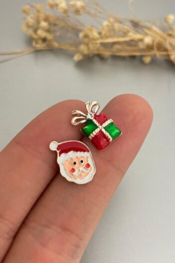 Jaida Moda Women's Rose Christmas Concept Mini Earrings with Santa Claus and Gift Figures