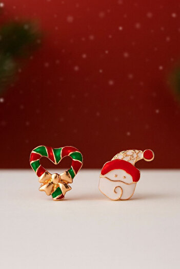 Jaida Moda Women's Santa Claus and Heart Bow Figure Christmas Earrings