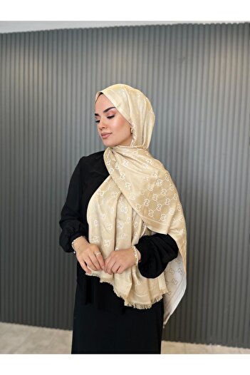 Wave Scarfs Double Sided g Pattern Beige Shawl