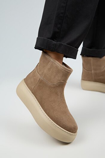 Manijero Γυναικείες μπότες Gemma από γνήσιο δέρμα Flat Mink με γούνα στο εσωτερικό