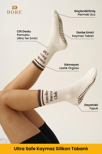Dore Original Women's Set of 12 Yoga & Pilates Non-Slip Sole Trend Model Special Package Socks Set 12 Pairs