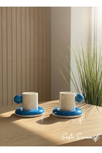 seda seramik Handmade 9 Color Dragee Series 4-Piece Coffee Cup Set for 2 People