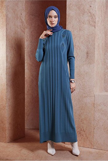 Alvina Stone Detailed Knitwear Dress 44917