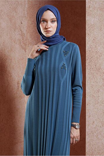 Alvina Stone Detailed Knitwear Dress 44917