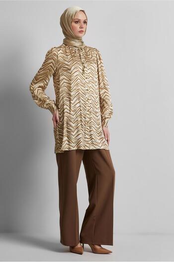 Alvina Patterned Satin Tunic Model: 45401