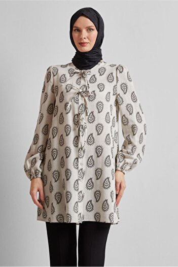Alvina Patterned Linen Tunic 45590