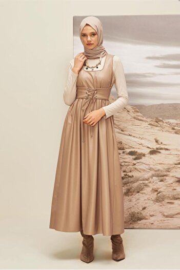 Alvina Artificial Leather Jile Dress 46092
