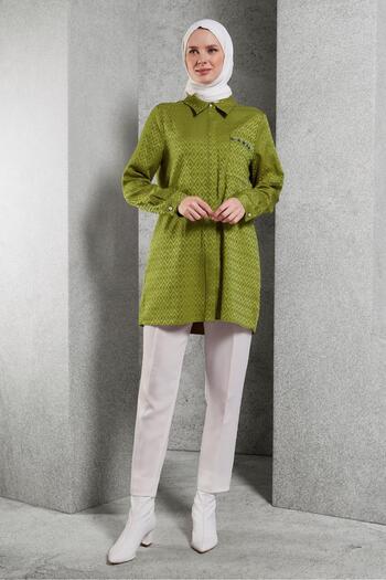 Alvina 45230 Model Jacquard Satin Tunic