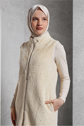 Alvina Stone Detail Plush Vest 45267
