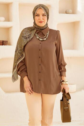 Alvina Shirt Collar Large Size Tunic 20750