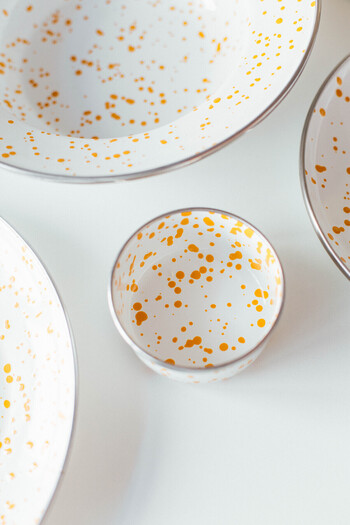 EMAYlab Speckles Enamel 4-Piece Bowl Set, Snack Bowl, Breakfast Bowl, Jam Bowl, Olive Bowl, Serving Bowl Set 8cm 200 ml