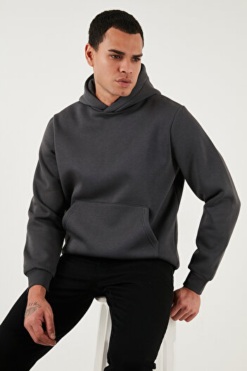 Buratti Regular Fit Hooded Kangaroo Pocket Fleece Lined Soft Sherpa Sweat Men's Sweat 5905281