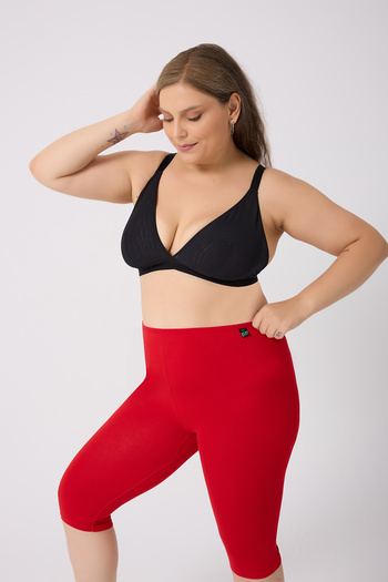 ELİT zümrüt Women's Knee-Length Capri Leggings 100% Cotton with Elastic Waistband