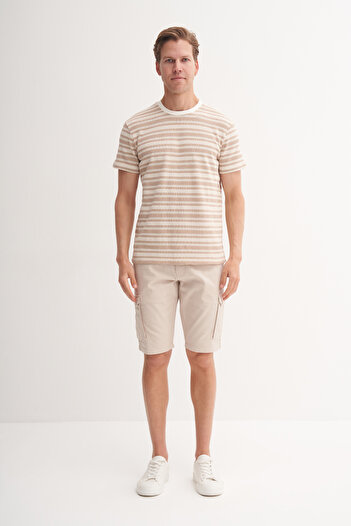 Cazador Μπλουζάκι με λαιμόκοψη με ρίγες Jacquard Slim Fit