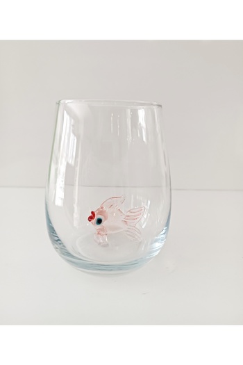 ADAMODART Pink Fish Glass Figured Single Water Glass