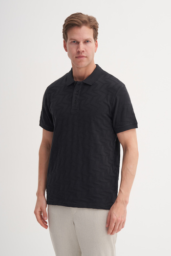 Cazador Πλεκτό ζακάρ μπλουζάκι Polo Neck Regular Fit