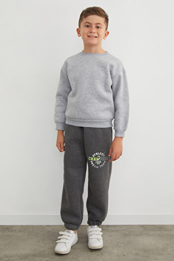 Fulla Moda Ανδρικό παντελόνι αθλητικής φόρμας 3 Thread Champion με στάμπα