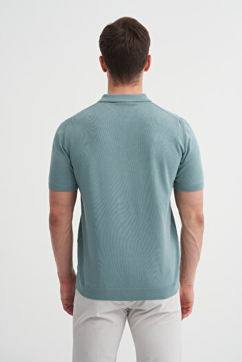 Cazador Πλεκτό μπλουζάκι Polo Neck Regular Fit με κουμπιά