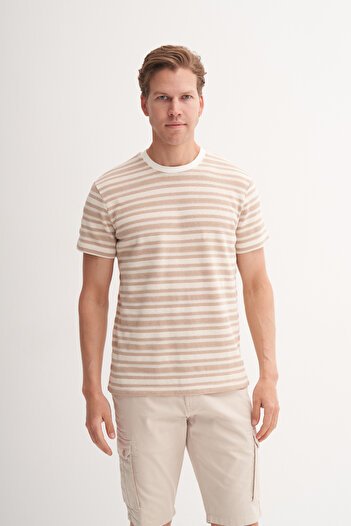 Cazador Μπλουζάκι με λαιμόκοψη με ρίγες Jacquard Slim Fit