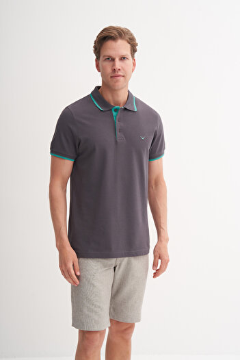 Cazador Μπλουζάκι Polo Neck Slim Fit Pique απλό βαμβακερό μπλουζάκι