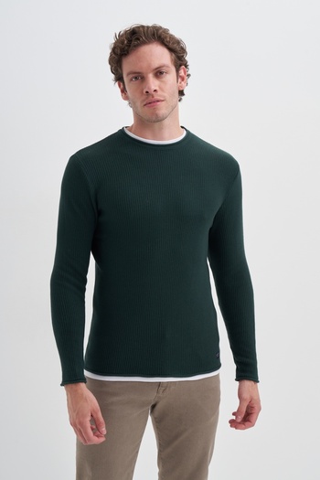 Cazador Slim Fit Cotonel Cotton Blend Vintage Crew Neck Sweater