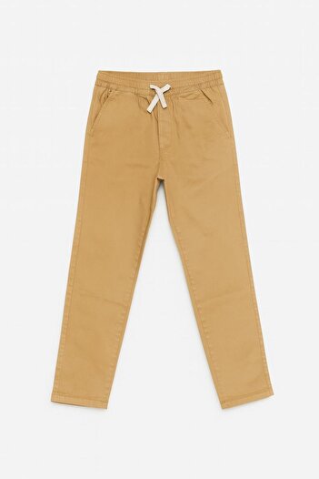 Perendi Boy's Cotton Gabardine Jogger Pants Brown