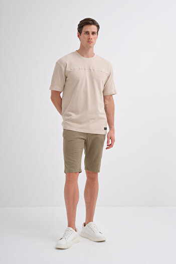 Cazador Ανδρικό μπλουζάκι Crew Neck Beige 4125