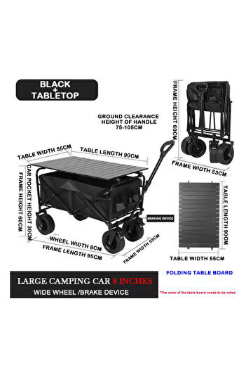 Generic Heavy Duty Folding Trolley Wagon Cart with Table – Collapsible Trolley, 10-Inch Wheels, 180kg Capa